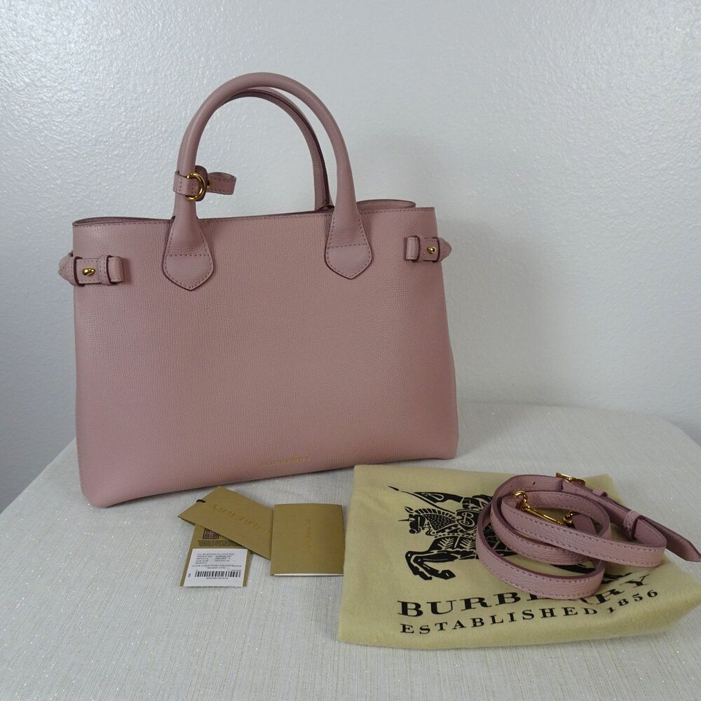 BURBERRY Banner Tote Medium House Check Derby Leather Top Handle Crossbody Bag